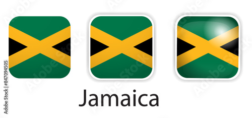 Free Download Jamaica flag vector icons set in the shape of rounded square - GFXLoad