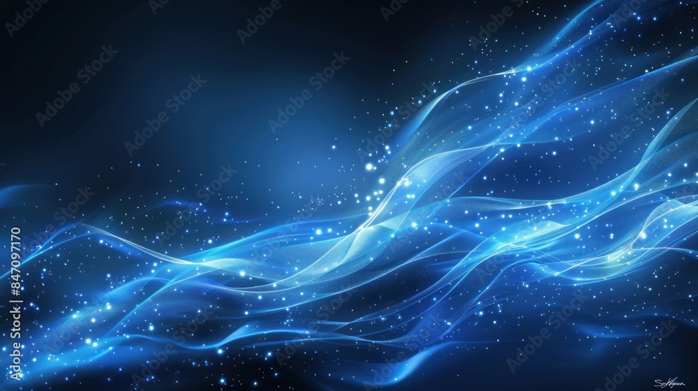 Abstract Blue Waves with Glittering Lights Abstract Blue Waves with Glittering Lights