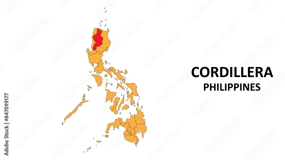 Cordillera Map in Philippines. Vector Map of Philippines. Regions map