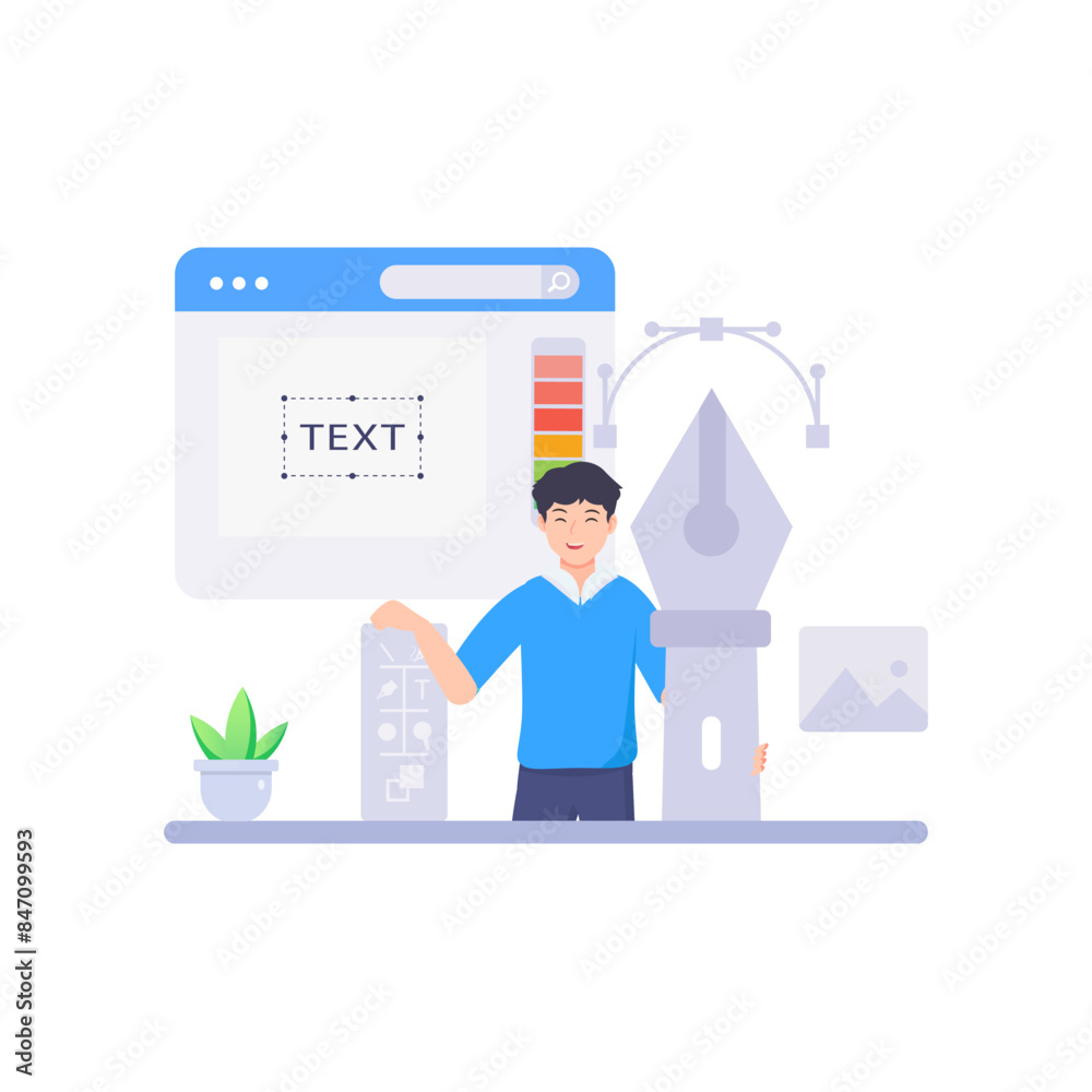 Graphic designer work on desk vector illustration. Graphic designer work on desk vector illustration.