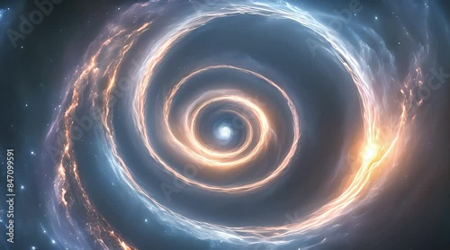 A blue spiral formation in the vast expanse of space, A celestial phenomenon like a supernova or black hole photo