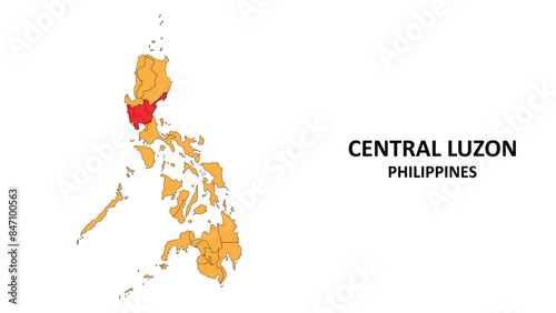 Central Luzon Map in Philippines. Vector Map of Philippines. Regions map of Philippines.
