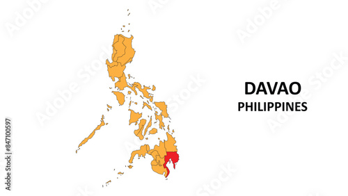 Davao Map in Philippines. Vector Map of Philippines. Regions map of Philippines.