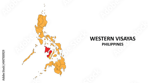 Western Visayas Map in Philippines. Vector Map of Philippines. Regions map of Philippines.