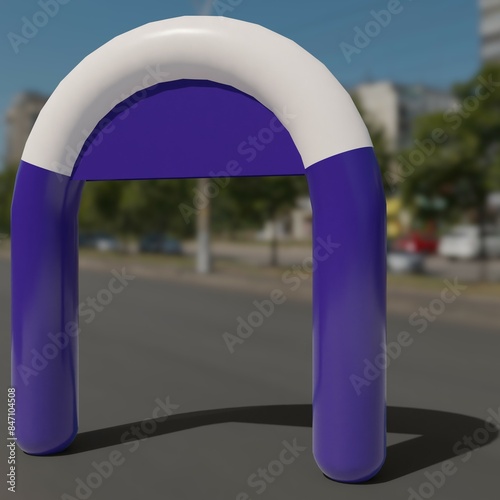 Pvc Inflatable arch. Mockup for design presentation.(round, circular) (blue)