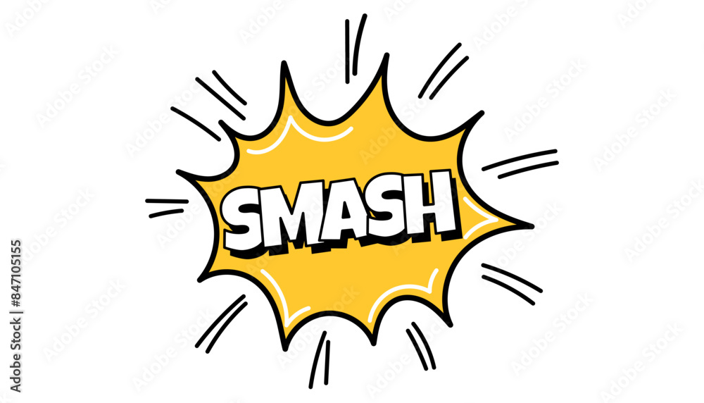 Pow comic bubble. Sound dialogue speech bubbles with word Smash. Pop art expression in bright color and black outline. Pow comic bubble. Sound dialogue speech bubbles with word Smash. Pop art expression in bright color and black outline.