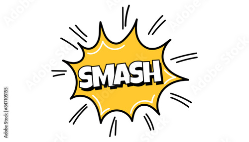 Pow comic bubble. Sound dialogue speech bubbles with word Smash. Pop art expression in bright color and black outline.