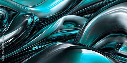 Wallpaper Mural Abstract dynamic background metallic fluidity, perfect for , and digital design projects requiring a dynamic and sophisticated visual element,modern design projects,gray-turquoise palette Torontodigital.ca