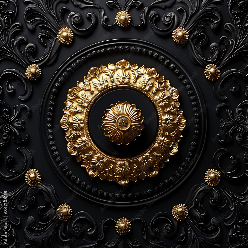 Opulent Elegance: Gold Jewelry on Black Background Opulent Elegance: Gold Jewelry on Black Background
