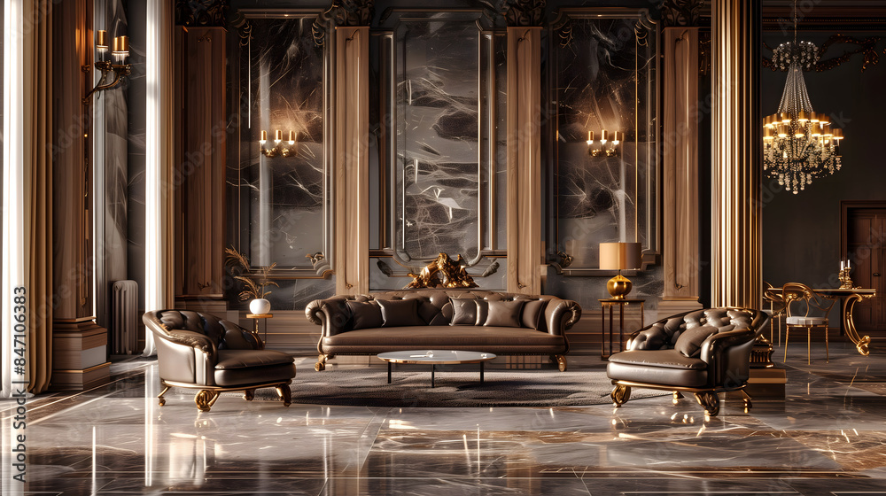 Fototapeta premium 3d render of interior in the living room