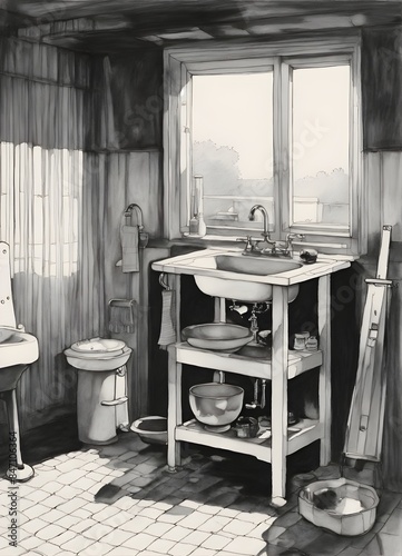 Obraz na płótnie interior of kitchen with mirror
