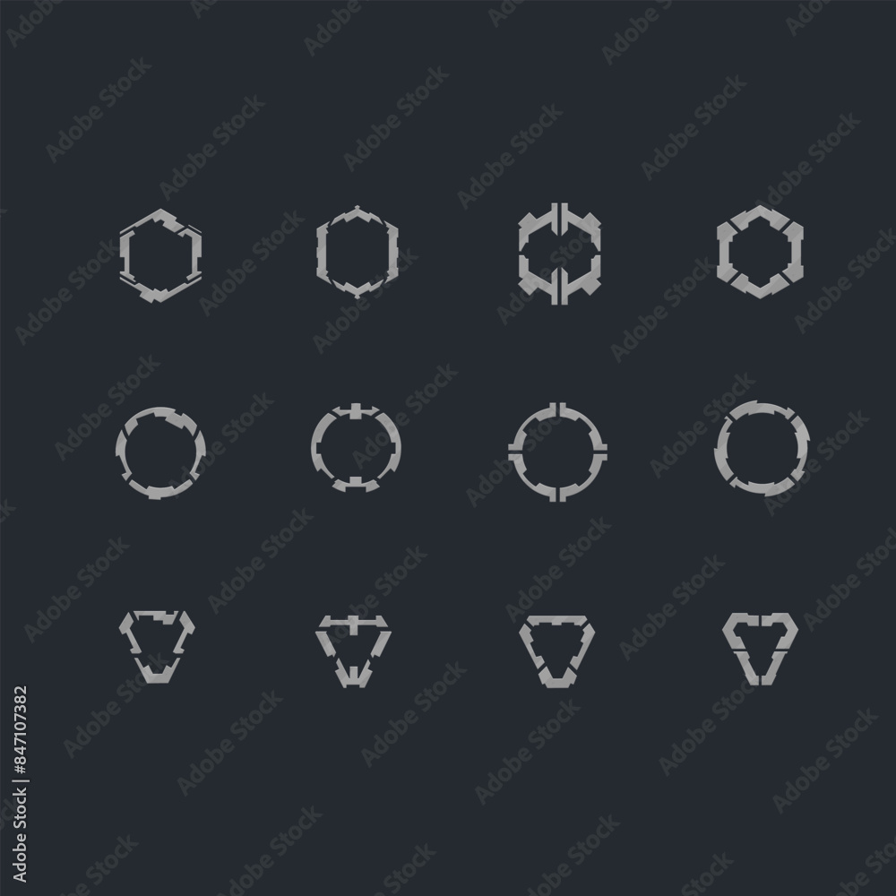 Set Of Different Sci Fi Military Futuristic Hud Frames Vector Design Logo Elements Set Of Different Sci Fi Military Futuristic Hud Frames Vector Design Logo Elements
