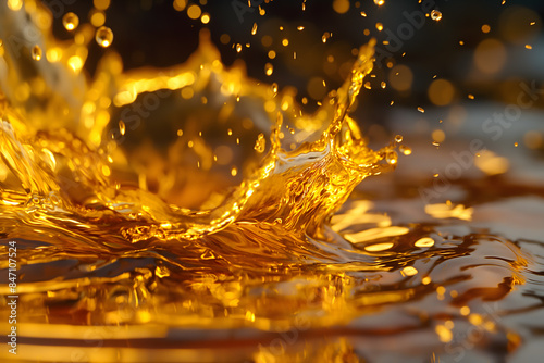 Dynamic Golden Liquid Splash Captured in High Resolution