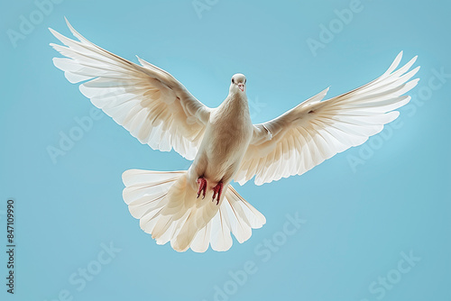 White Pigeon Flying on Clear Sky photo