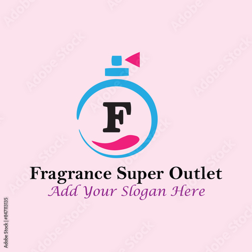 perfume fragrance outlet store logo design vector