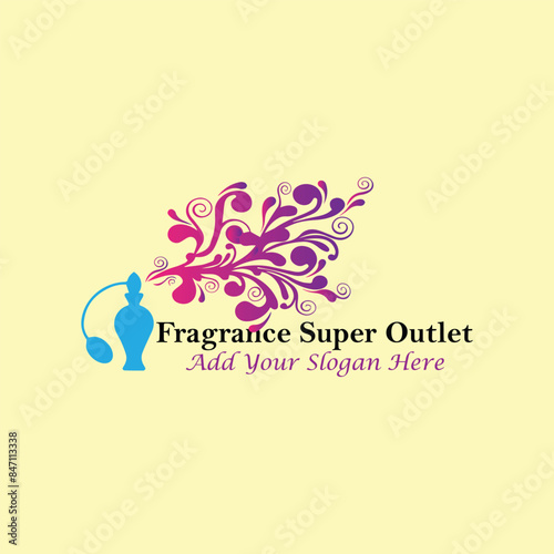 perfume fragrance outlet store logo design vector
