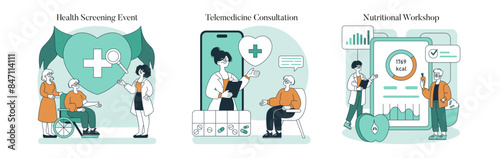 Boomer Health. Flat Vector Illustration