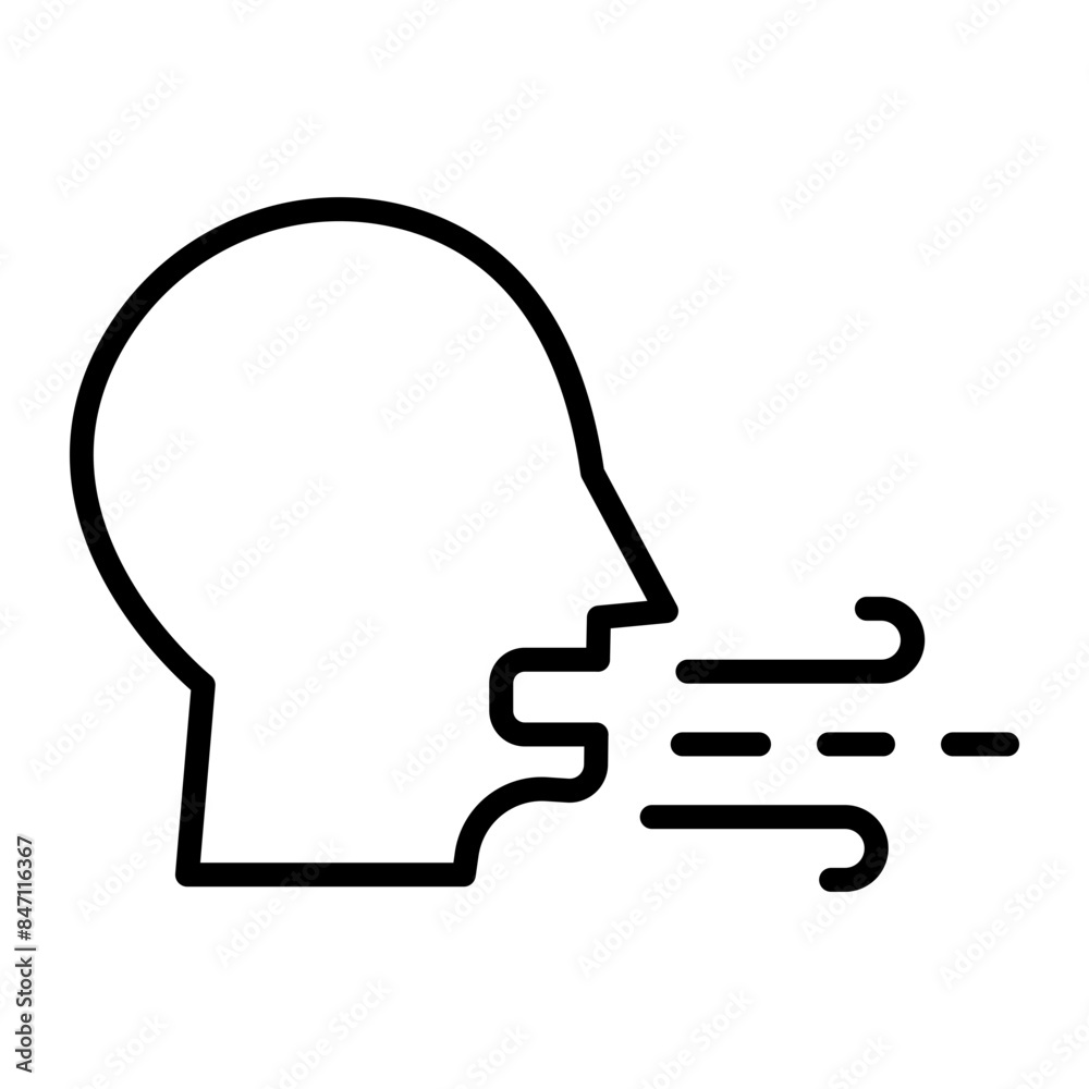 Deep Breathing Vector Line Icon Deep Breathing Vector Line Icon