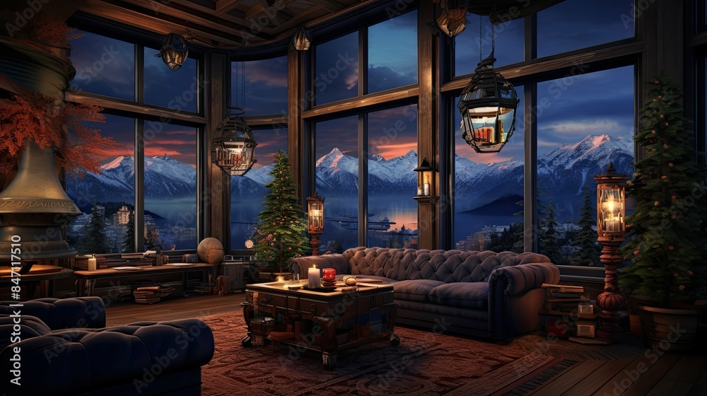 Star Mountain View Suite Interior Reference. AI generated art illustration. Star Mountain View Suite Interior Reference. AI generated art illustration.