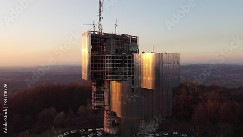 Drone Shot of huge abandoned Building, Petrova Gora, Croatia photo