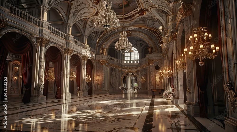 Fototapeta premium Interior of church. AI generated art illustration.