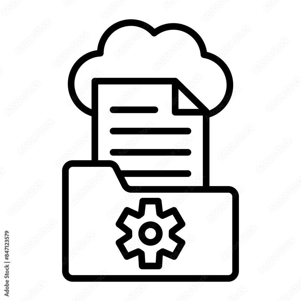 Digital Asset Management Vector Line Icon Digital Asset Management Vector Line Icon