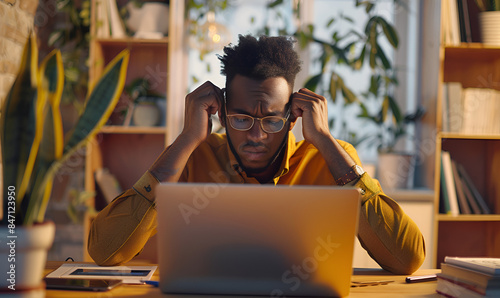 African American black male college student stressed