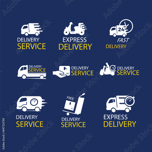 Delevery icon vector illustration logo template for many purpose. Isolated on blue background.