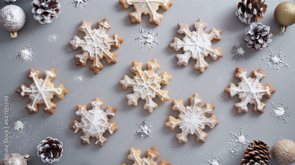 Snowflake Holiday Cookies with Icing Sugar Snowflake Holiday Cookies with Icing Sugar