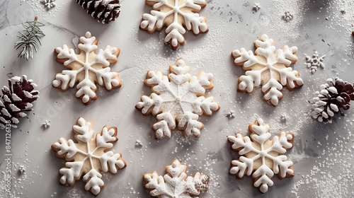 Snowflake Holiday Cookies with Icing Sugar © Andreas