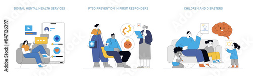 Disaster Psychology. Flat Vector Illustration