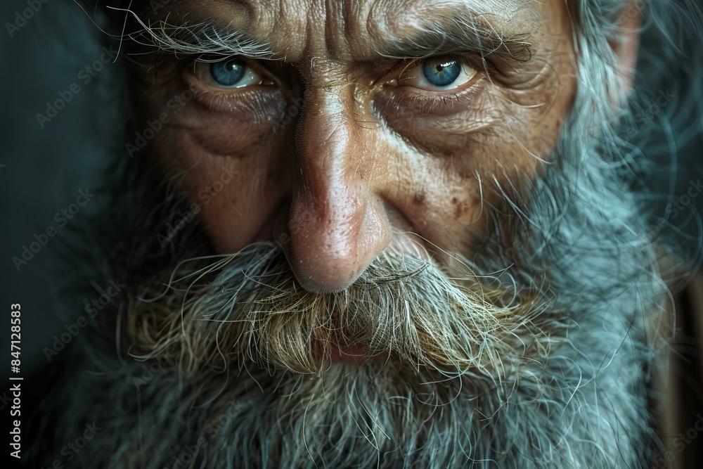 Closeup portrait of a senior man with piercing blue eyes conveying wisdom and experience Closeup portrait of a senior man with piercing blue eyes conveying wisdom and experience
