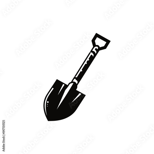 Shovel black silhouette vector with white color background