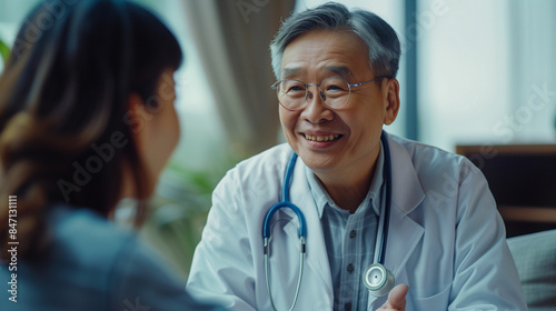 Doctor conducting consultation with patient in room