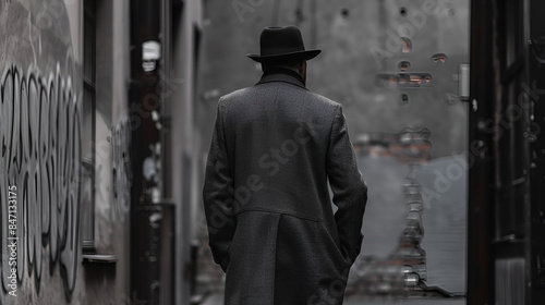 Mysterious Man Wearing an Overcoat photo