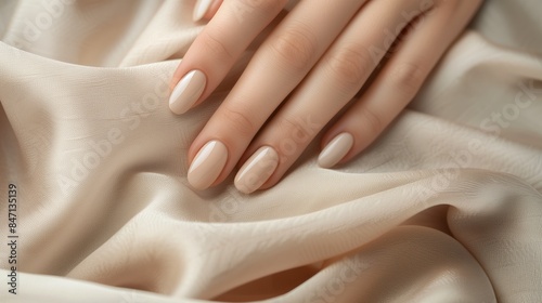 Wallpaper Mural Glamour woman hand with beige color nail polish manicure on fingers Torontodigital.ca