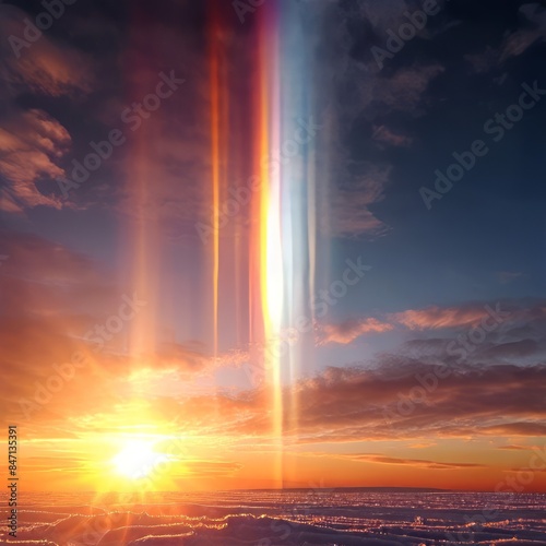 sun pillar a vertical shaft of light extending above or below th