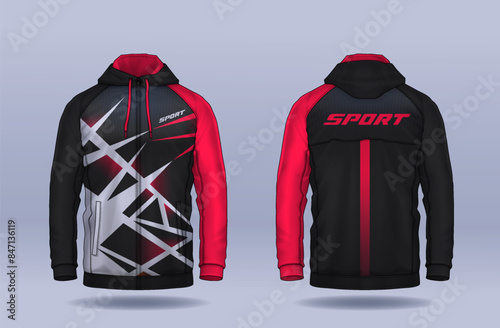 Hoodie shirts template. Jacket Design, Track Sportswear, front and back view.	