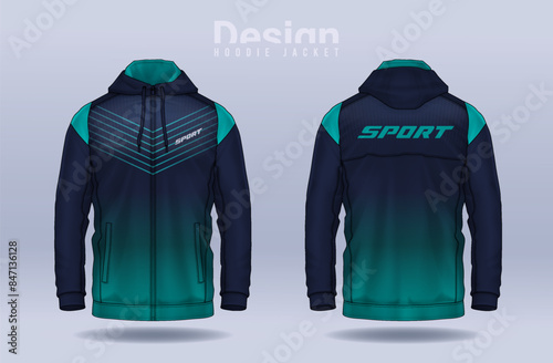 Hoodie shirts template. Jacket Design, Track Sportswear, front and back view.	