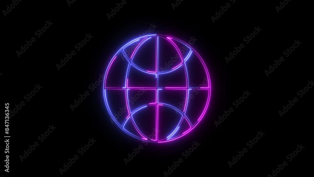 Abstract neon shine globe icon animation .The globe icon depicts a simplified representation of the Earth, typically shown as a sphere with continents and oceans. Abstract neon shine globe icon animation .The globe icon depicts a simplified representation of the Earth, typically shown as a sphere with continents and oceans.