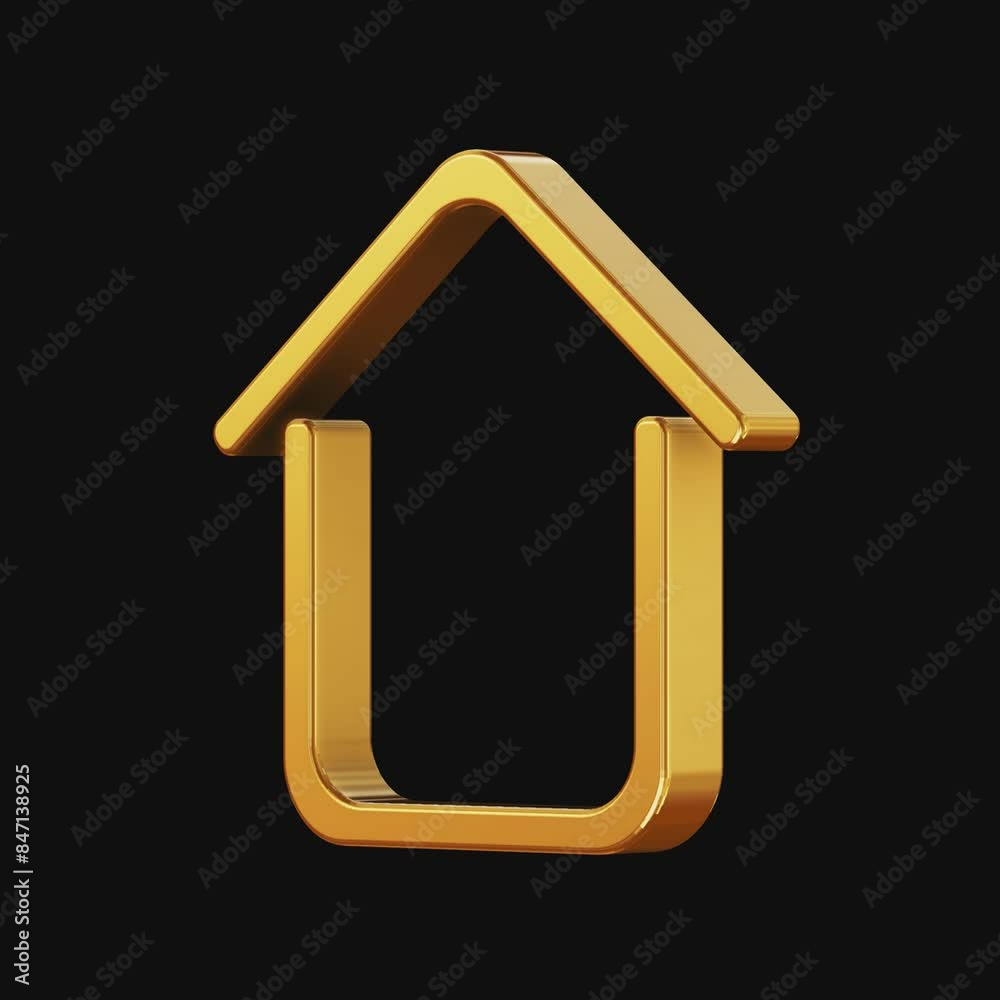3D Real Estate house gold icon loop animation with alpha 3D Real Estate house gold icon loop animation with alpha