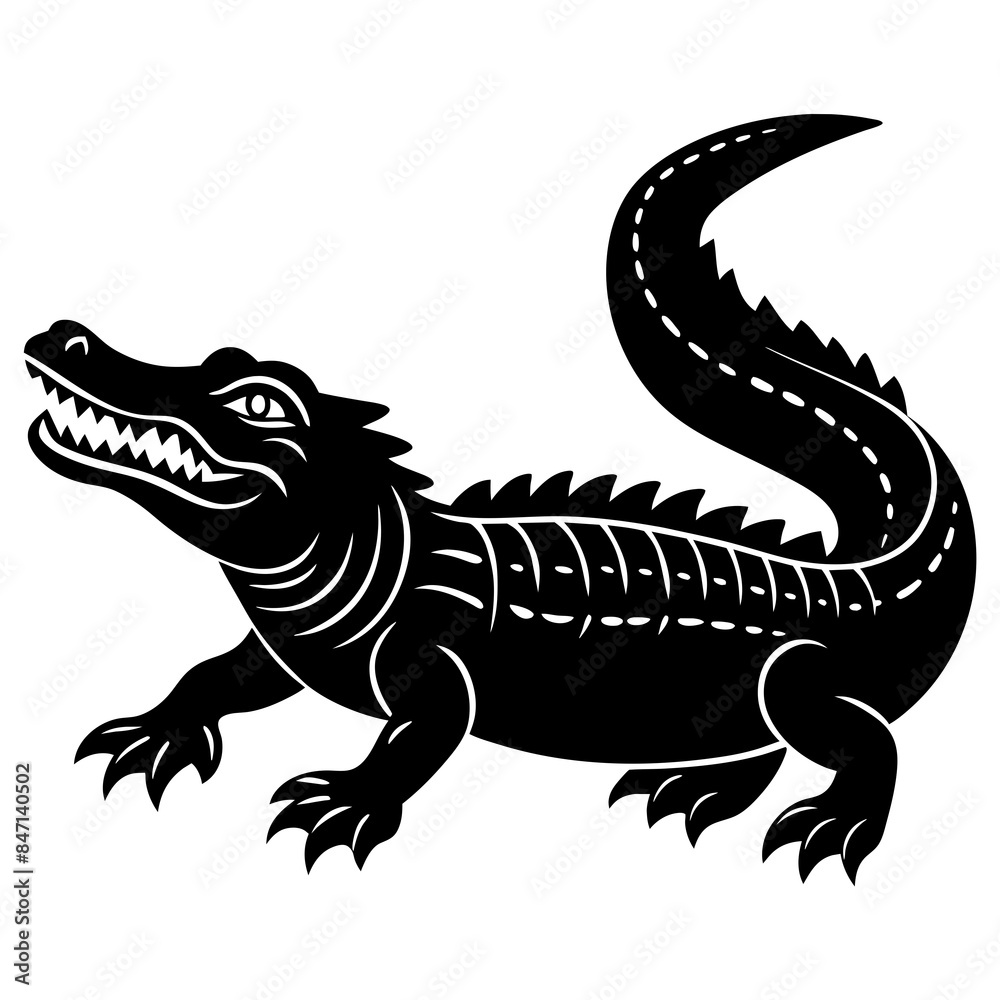 Obraz premium Crocodile vector silhouette on white background