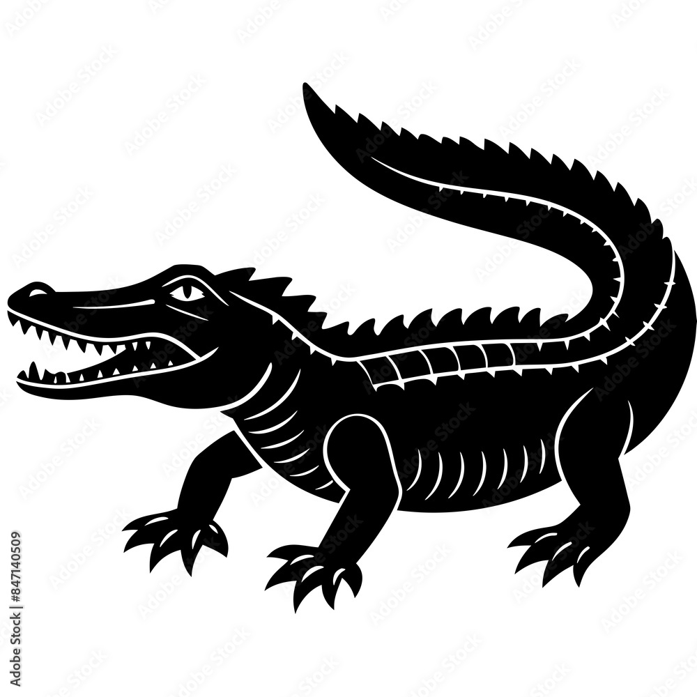 Naklejka premium Crocodile vector silhouette on white background