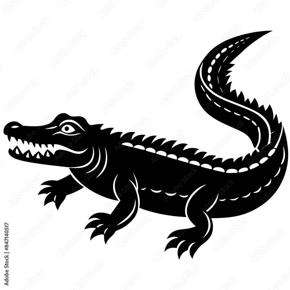 Crocodile vector silhouette on white background Crocodile vector silhouette on white background