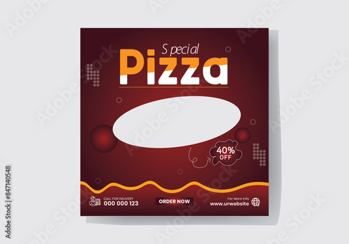 Special Pizza Menu Social Media Post. Fast Food Restaurant Banner and Flyer Design.