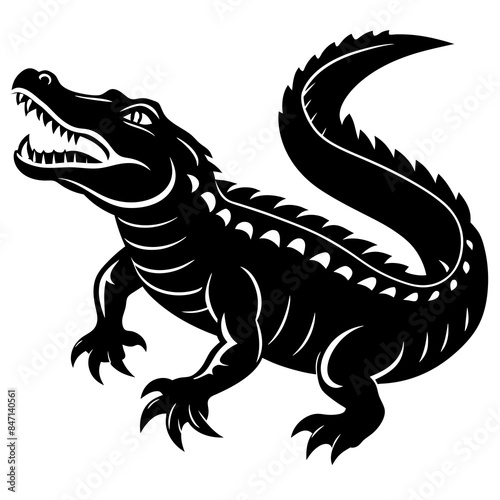 Crocodile vector silhouette on white background