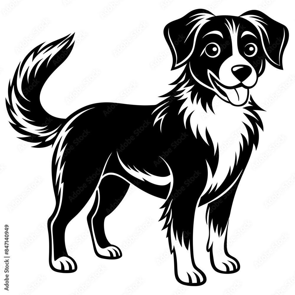 a friendly and loyal dog silhouette with floppy vector illustration a friendly and loyal dog silhouette with floppy vector illustration