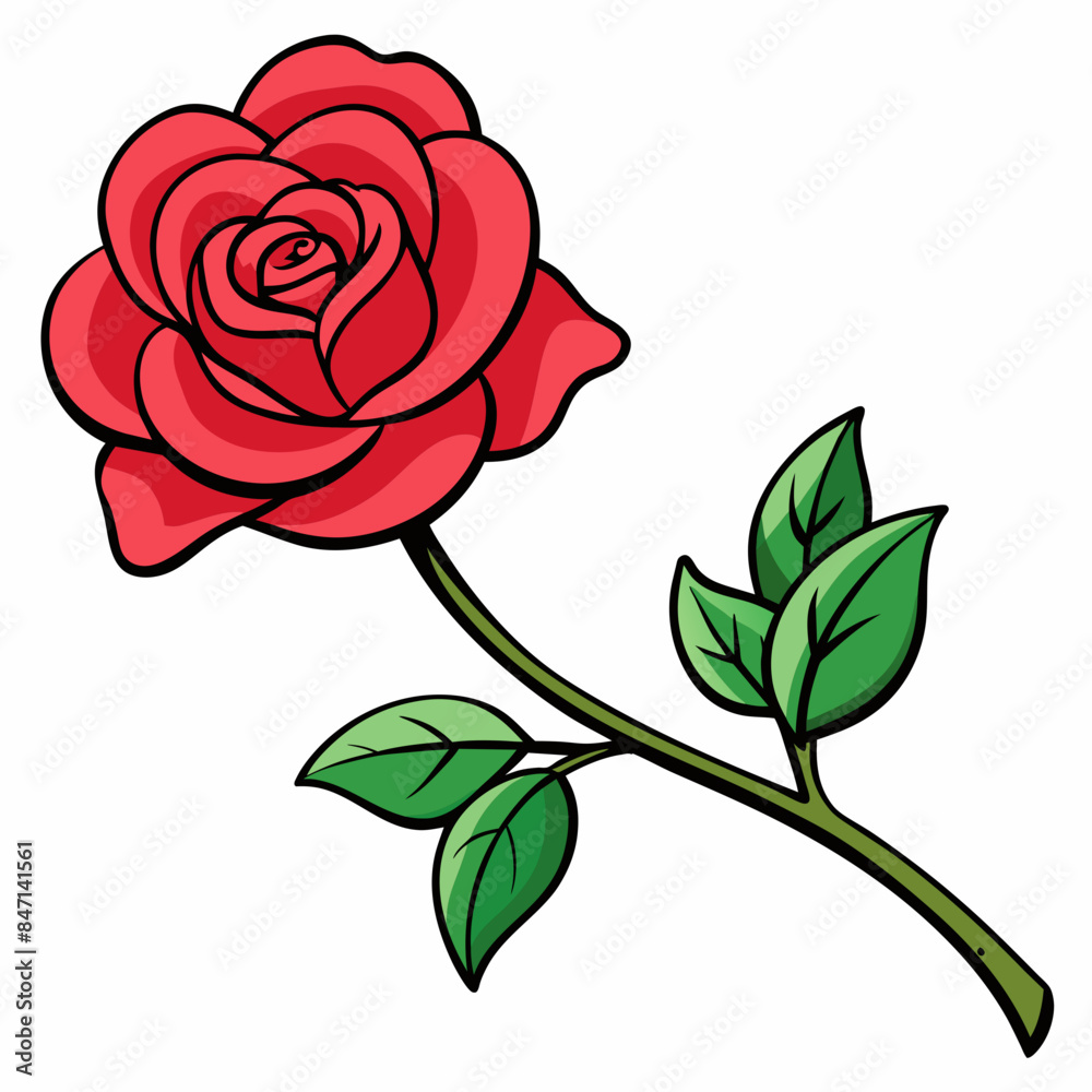 A Persian rose, with petals like silk, blooms on a white branch vector illustration A Persian rose, with petals like silk, blooms on a white branch vector illustration