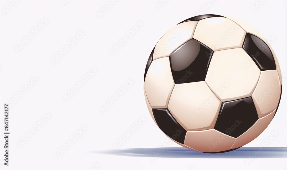 Naklejka premium Blank traditional soccer ball isolated with copy space. Clear sport ball for playing on the clean field template. euro 2024. Sport bet, football match betting. Banner, poster or card with copy space