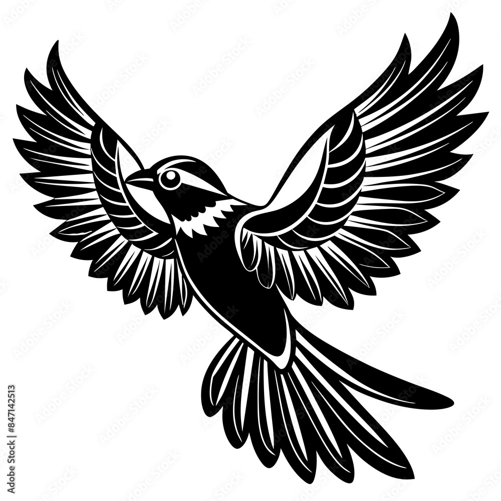 Obraz premium a graceful silhouette of a bird in flight with vector illustration